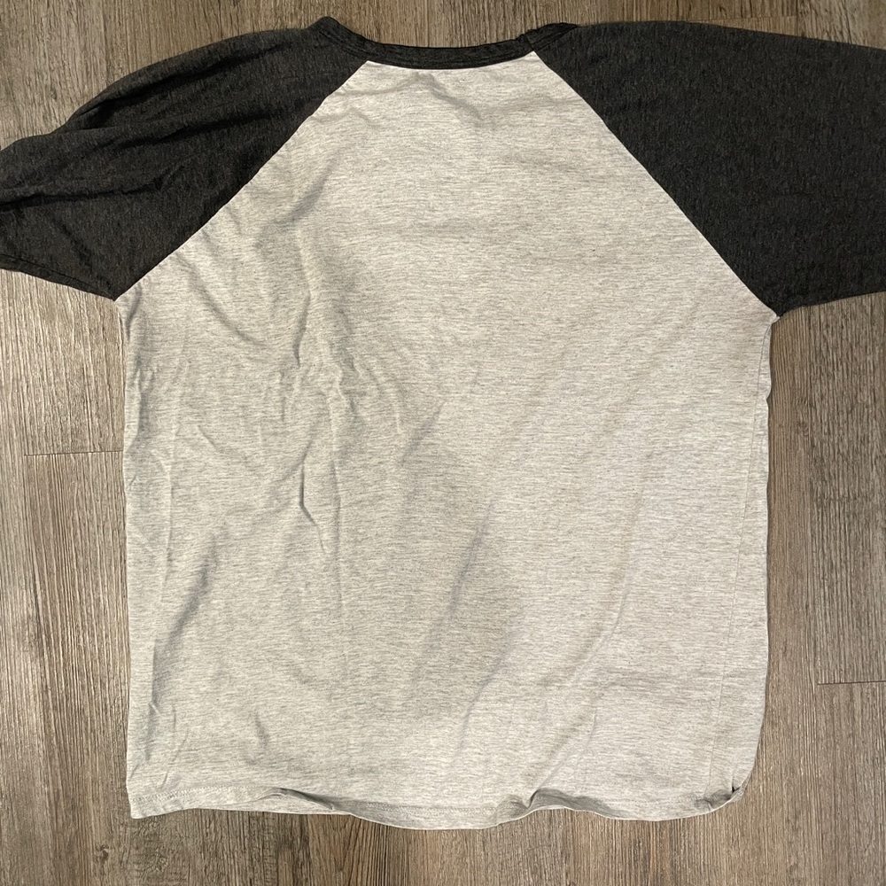 But First Coffee Graphic 3/4 Sleeve Light & Charcoal Gray Tee - Picture 3 of 6